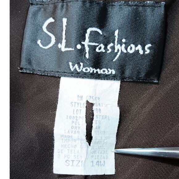 VINTAGE 90s Y2K Boho Blouse Top 14W Artsy Floral Green Brown‎ Orange V-Neck - Picture 6 of 11